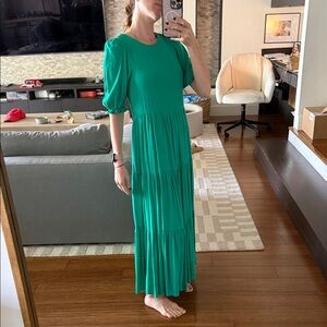 Zara Green Tiered Midi / Maxi Style Dress